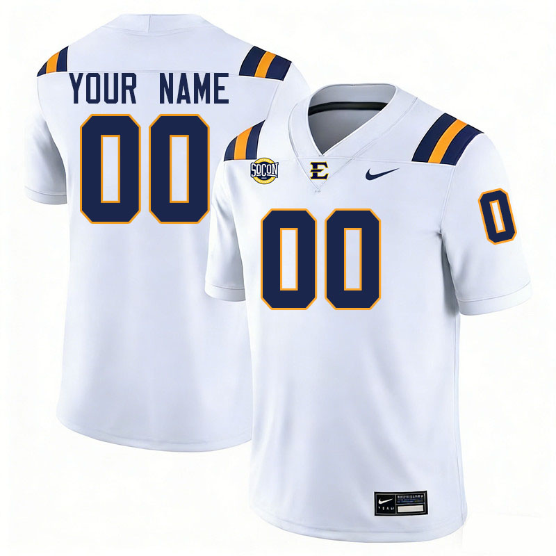 Custom East Tennessee State Buccaneers Name And Number Football Jerseys-White